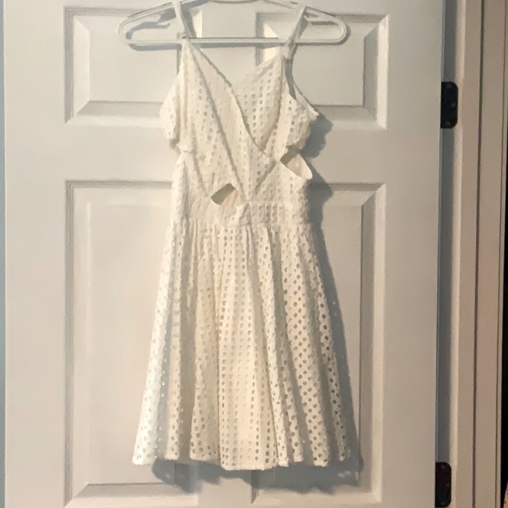 White cut out skater dress